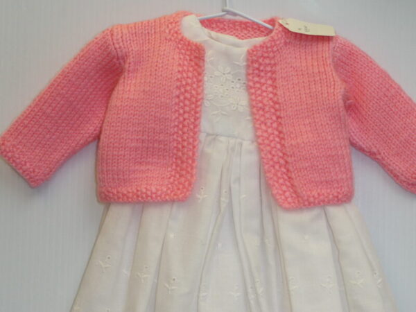 American Girl Size White Eyelet Dress & Pink Sweater