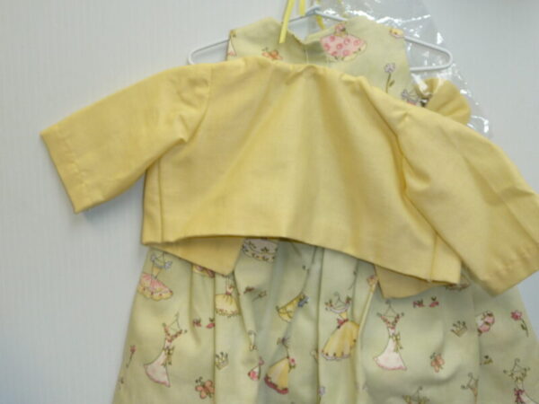 American Girl Size Green Print Dress w/Yellow Jacket and Hairbow