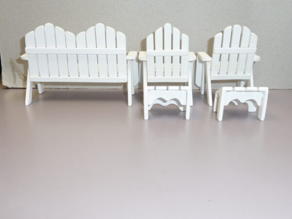 Miniature Dollhouse Size Adirondack Chairs & Bench - Image 3