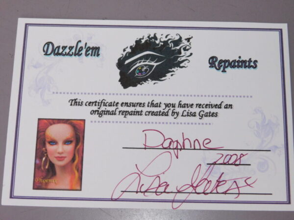 16” OOAK “Phoenix” by Lisa Gates of Dazzle ‘em Repaints Certificate