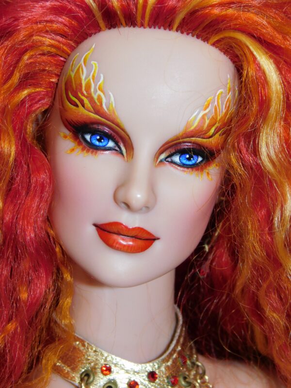 16” OOAK “Phoenix” by Lisa Gates of Dazzle ‘em Repaints Face Close Up
