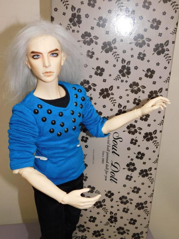 21.5” Soul Doll Male with blue eyes, greyish wig, fully dressed with box