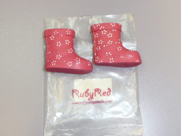 Ruby Red, Red Boots w/White Flowers