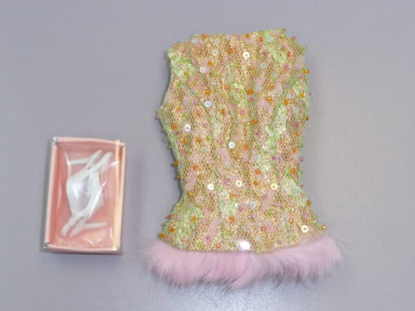 Dressmaker Details Couture Pink Faux Fur Trimmed Shirt & White Shoes
