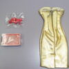 Dressmaker Details Couture Gold Dress w/Red & Clear Shoes - Image 3