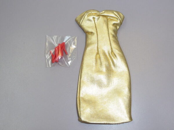 Dressmaker Details Couture Gold Dress & Red Shoes