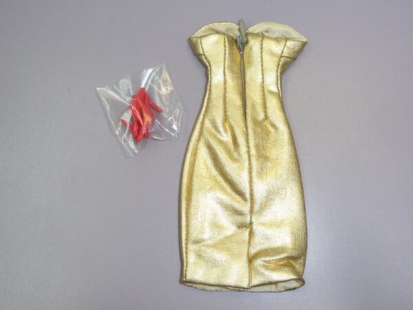 Dressmaker Details Couture Gold Dress & Red Shoes - Image 3