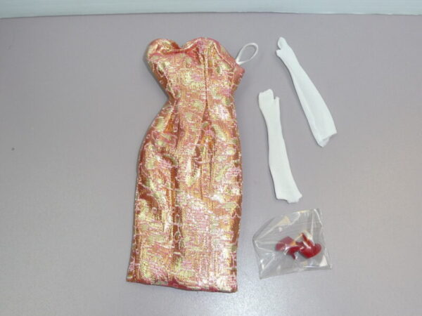 Dressmaker Details Couture Gold & Red Dress w/Shoes & Gloves