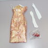 Dressmaker Details Couture Gold & Red Dress w/Shoes & Gloves - Image 3