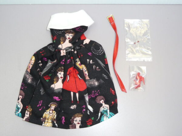 Dressmaker Details Couture Barbie Pattern Dress w/Belt, Earrings & Shoes