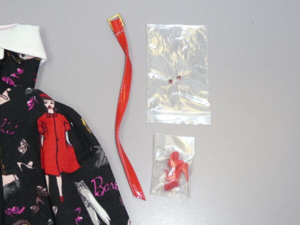 Dressmaker Details Couture Barbie Pattern Dress w/Belt, Earrings & Shoes - Image 5