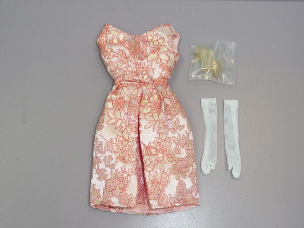 Dressmaker Details Couture Pale Pink, Red & Gold Dress w/Gloves & Shoes