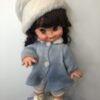 15” Vintage Furga Brunette Italian Doll 1970’s All Original Fur Hat Toddler