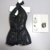 Integrity, Erin Chrome Noir Sequined Romper & Jewelry